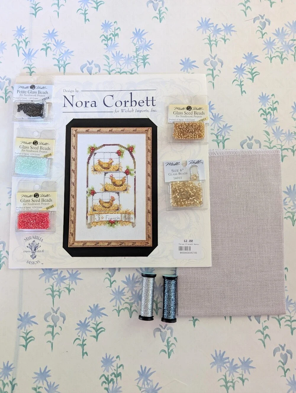 Mirabilia Nora Corbett 12 Days of Christmas Three French Hens Cross Stitch Kit